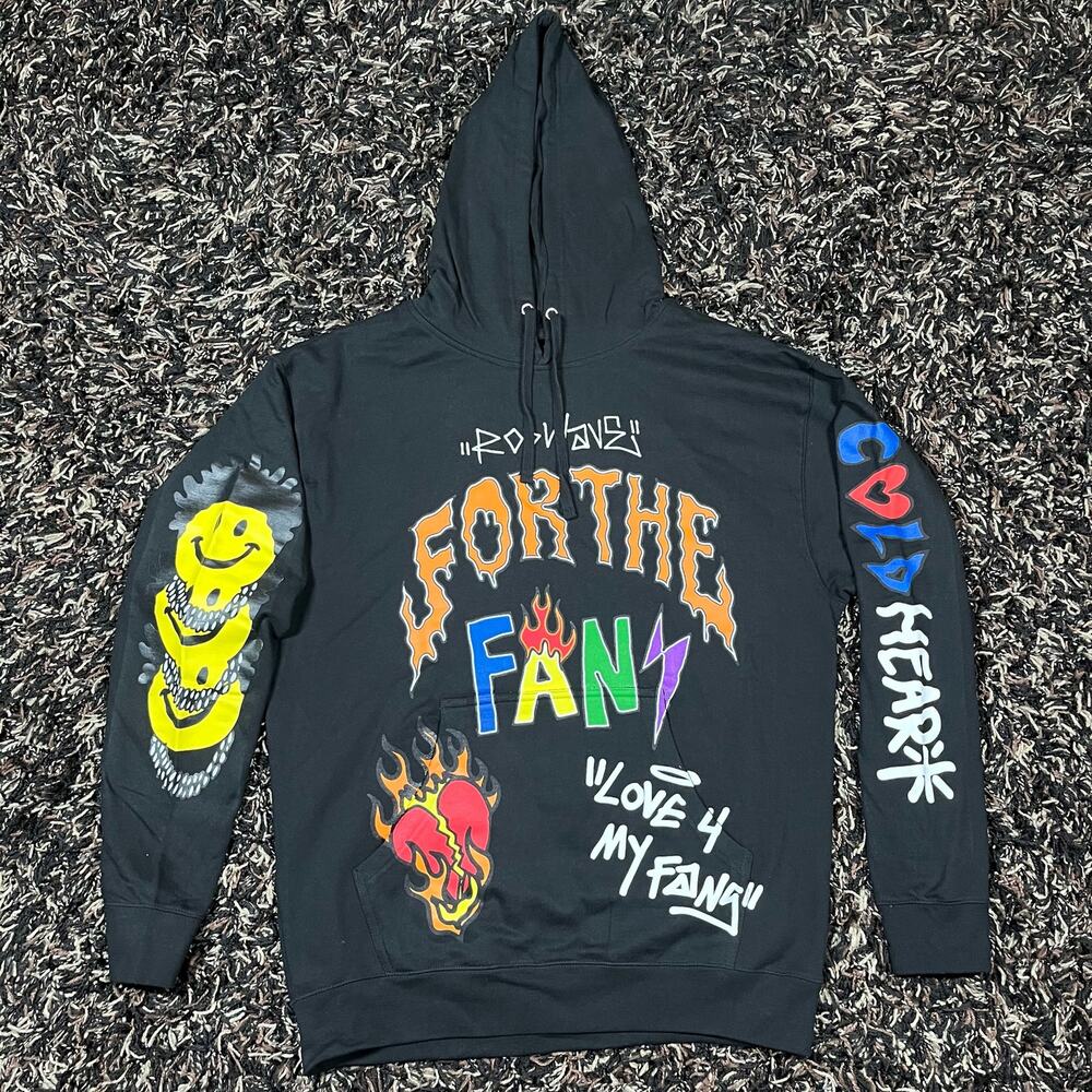 Rod Wave Soul Fly For‎ the Fans Black pullover Hoodie Mens Sz L New